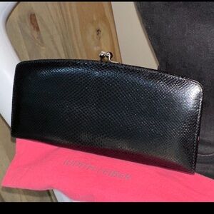 New stunning Judith Leiber genuine lizard skin clutch wallet